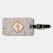 Moderne Marmorsteintextur, monogram-Personalisiert Gepäckanhänger (Vorderseite horizontal)