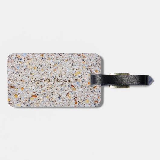 Moderne Marmorsteintextur, monogram-Personalisiert Gepäckanhänger (Rückseite horizontal)