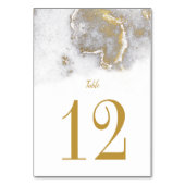 Moderne Marmortische Hochzeitskarten aus Grau und Tischnummer (Rückseite)