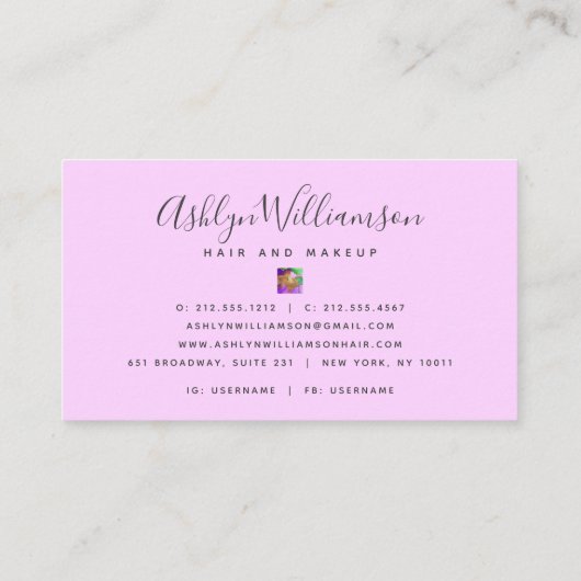 Moderne Marmorwasserfarbe, goldfarbenes lila Aquar Visitenkarte (Rückseite)