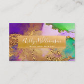 Moderne Marmorwasserfarbe, goldfarbenes lila Aquar Visitenkarte (Vorderseite)