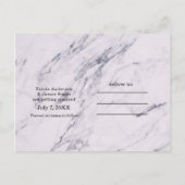 Moderne MarmorWedding rettet das Datum Ankündigungspostkarte (Rückseite)