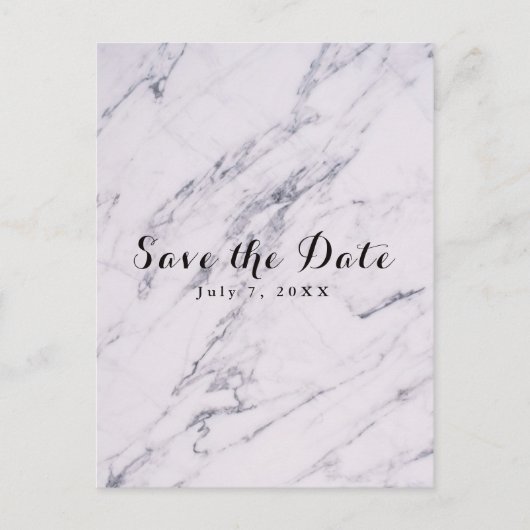 Moderne MarmorWedding rettet das Datum Ankündigungspostkarte (Vorderseite)