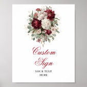 Moderne Marone Blumen Eukalyptus Gold Benutzerdefi Poster (Vorne)