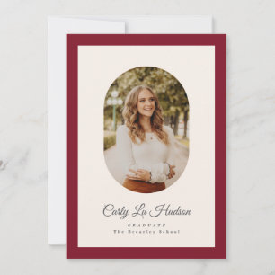 Moderne Marone Ovale High School Foto Absolvent Ankündigung
