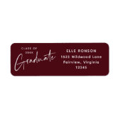 Moderne Maroon Abschluss Rücksendeadresse (Vorne)