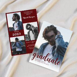 Moderne Maroon Burgund Foto Graduation Party Einladung