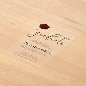 Moderne Maroon Cap High School Graduation Party Acryleinladungen (Ablage )