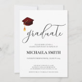 Moderne Maroon Cap High School Graduation Party Einladung (Vorderseite)