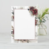 Moderne Maroon Floral Blank Hochzeit Einladung (Stehend Vorderseite)