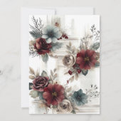 Moderne Maroon Floral Blank Hochzeit Einladung (Rückseite)