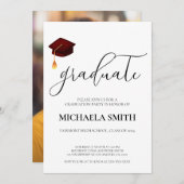 Moderne Maroon Foto High School Graduation Party Einladung (Vorne/Hinten)