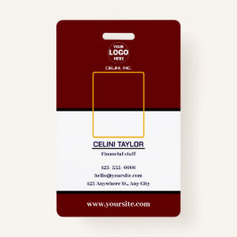 Moderne Maroon-ID-Karte mit Foto und Logo Ausweis