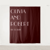 Moderne Maroon in hellrosa ästhetischer Hochzeitss Wandteppich (Vorderseite)