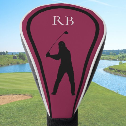 Moderne Maroon-Monogramm-Golfkopfabdeckung für Män Golf Headcover