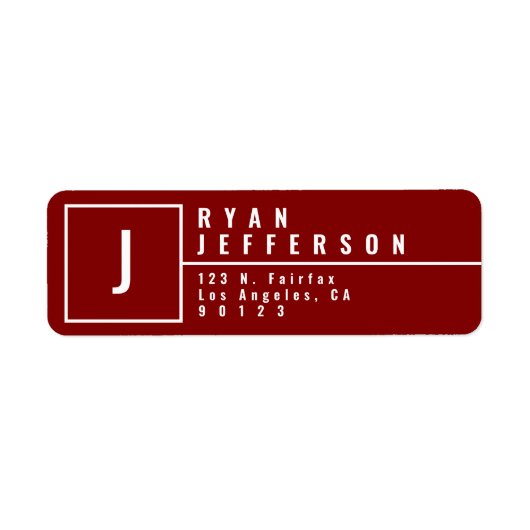 Moderne Maroon Rote Mit Monogramm Rücksendeadresse (Vorne)