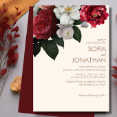 Moderne Maroon Rustikale Hochzeit im Herbst Einladung