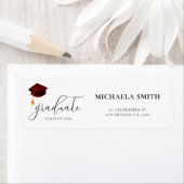 Moderne Maroon Script Abschluss Rücksendeadresse (Insitu)