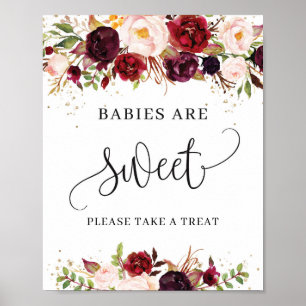Moderne Marsala-Blütengold-Babys sind ein süßes Ze Poster