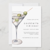 Moderne Martini-Cocktails und Party zum Abendessen Einladung (Vorderseite)
