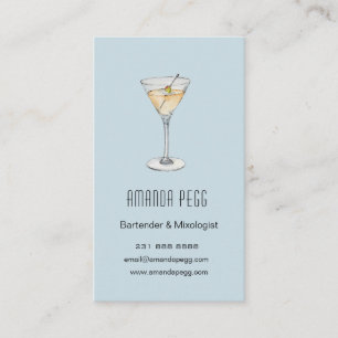 Moderne Martini-Illustration Barkeeper Mixologe Visitenkarte