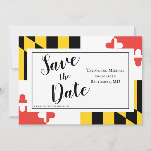 Moderne Maryland-Flagge Save The Date (Vorderseite)