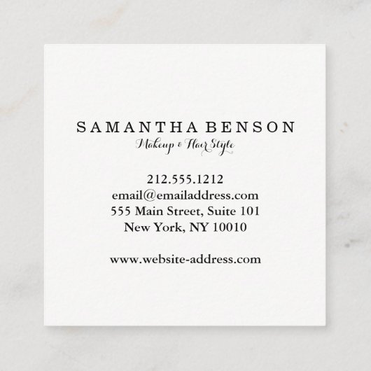 Moderne Maskenbildner-Goldlippen Quadratische Visitenkarte (Rückseite)