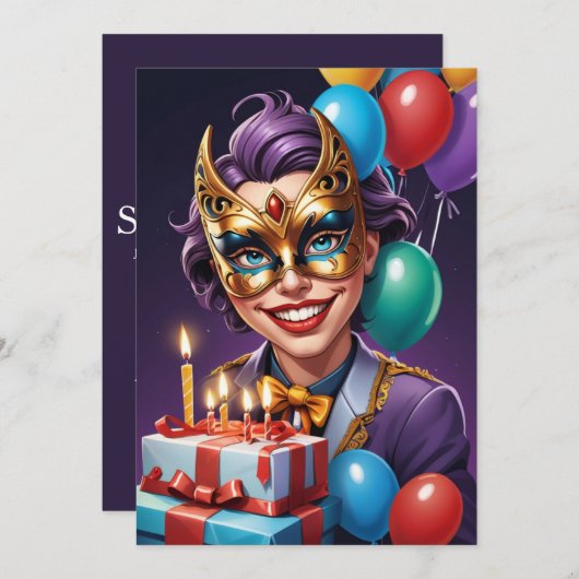 moderne Maskerade süße 16 Einladungen (Vorne/Hinten)