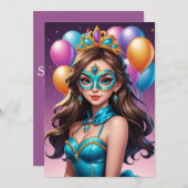 moderne Maskerade süße 16 Einladungen (Vorne/Hinten)