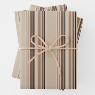 Moderne maskuline neutrale Streifen Leinen Geschenkpapier Set