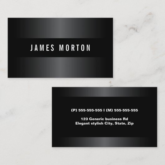 Moderne maskuline schwarz grau beruflich visitenkarte (Vorne/Hinten)