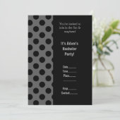 MODERNE MASKULINE SCHWARZE GRAUE BACHELOR PARTEI EINLADUNG (Stehend Vorderseite)