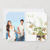 Moderne Mason Jar Bronze und grüne Blumenhochzeit Einladung (Rückseite)