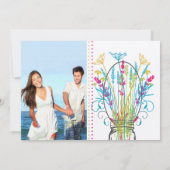 Moderne Mason Jar Coral Gelbe Limone Blumenhochzei Einladung (Rückseite)