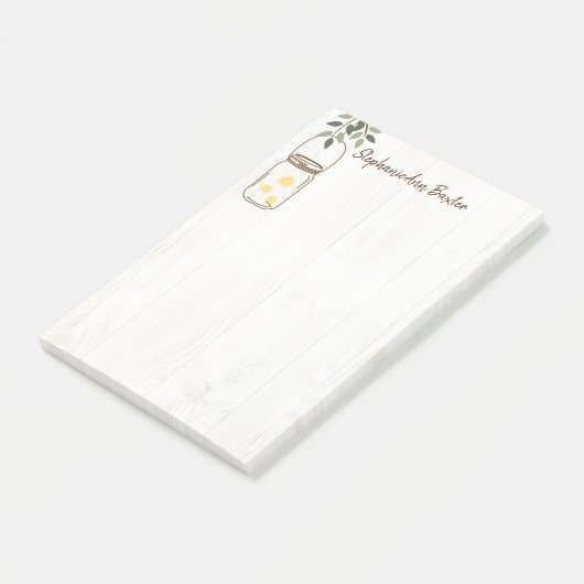 Moderne Mason Jar & Fireflies Rustikale Anmerkunge Post-it Klebezettel (angewinkelt)