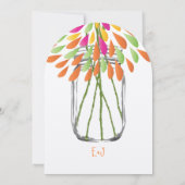Moderne Mason Jar Pink und orange Blumenhochzeit Einladung (Rückseite)