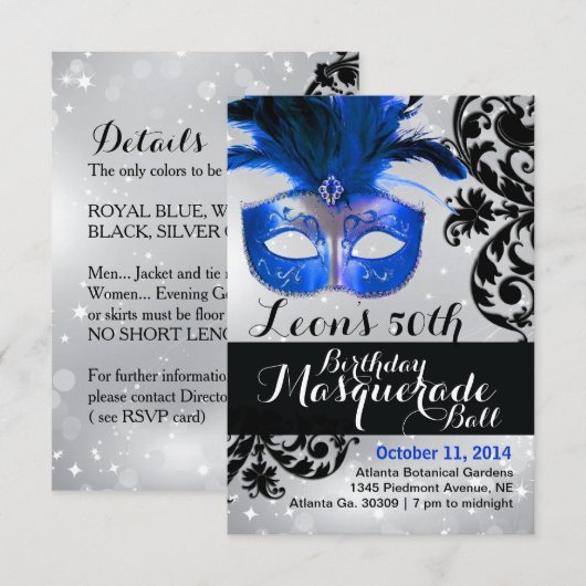 Moderne Masquerade Ball Einladung (Vorne/Hinten)