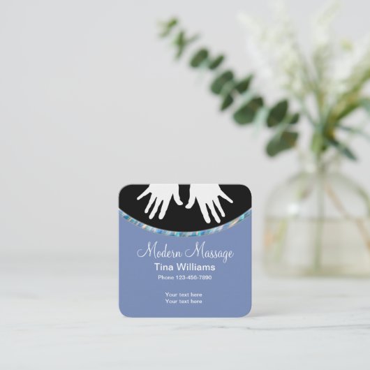 Moderne Massage Einzigartiges Design Quadratische Visitenkarte (Stehend Vorderseite)