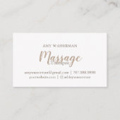 Moderne Massage Therapeut Script Blush Pink Visitenkarte (Rückseite)
