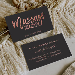 Moderne Massagetherapeutin Drehbuch Rose Goldfolie Visitenkarte
