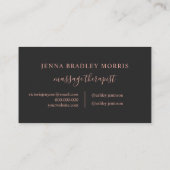 Moderne Massagetherapeutin Drehbuch Rose Goldfolie Visitenkarte (Rückseite)