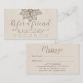 Moderne Massagetherapeutin Script Lotus Blume Treuekarte (Vorne/Hinten)