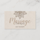 Moderne Massagetherapeutin Script Lotus Blume Visitenkarte (Vorderseite)