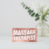 Moderne Massagetherapie Rose Gold Glitzer Sparkle Visitenkarte (Stehend Vorderseite)