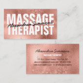 Moderne Massagetherapie Rose Gold Glitzer Sparkle Visitenkarte (Vorne/Hinten)