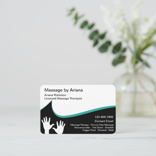 Moderne Massagetherapie Visitenkarte (Stehend Vorderseite)