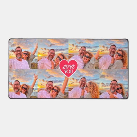 Moderne, maßgeschneiderte 8-Foto-Herzkollektion Schreibtischunterlage (Vorderseite)