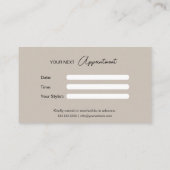 Moderne, maßgeschneiderte Foto-Hair Stylist Beige Terminkarte (Rückseite)