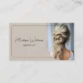 Moderne, maßgeschneiderte Foto-Hair Stylist Beige Terminkarte (Vorderseite)