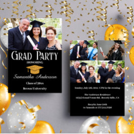 Moderne, maßgeschneiderte Fotocollage Black Gradua Einladung